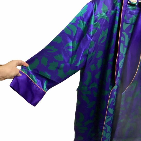 Vintage Victorias Secret Gold Label Purple Green Satin Robe Size M/L & Top Y2K - Picture 4 of 14